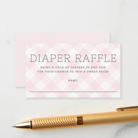 Sweet Pink Gingham Diaper Raffle Girl Baby shower Informatiekaartje