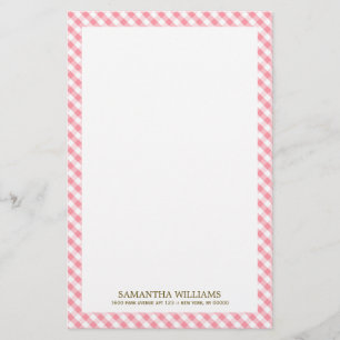 Sweet Pink Gingham Pattern Briefpapier