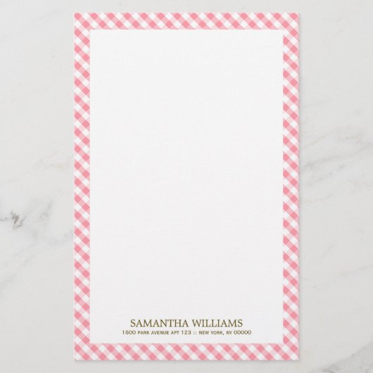 Sweet Pink Gingham Pattern Briefpapier (Voorkant)