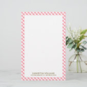 Sweet Pink Gingham Pattern Briefpapier (Staand voorkant)