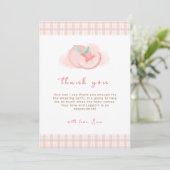 Sweet Pink Gingham Peach Baby shower Bedankkaart (Staand voorkant)
