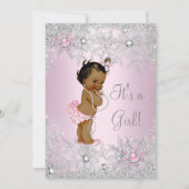 Sweet Pink Girl Baby shower Snowflake Ethnic Kaart (Voorkant)