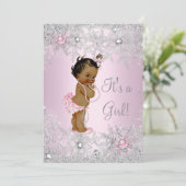 Sweet Pink Girl Baby shower Snowflake Ethnic Kaart (Staand voorkant)