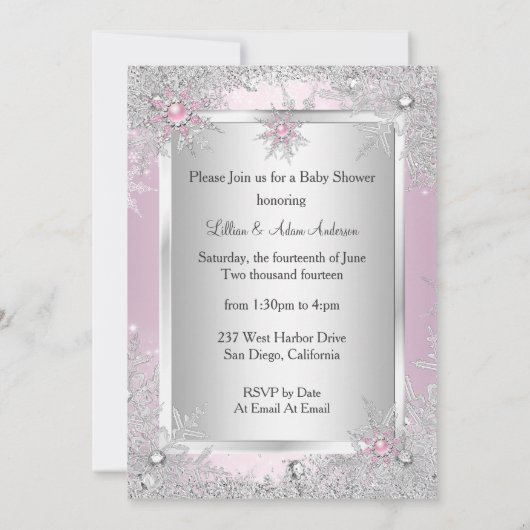 Sweet Pink Girl Baby shower Snowflake Ethnic Kaart (Achterkant)