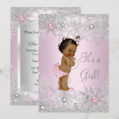 Sweet Pink Girl Baby shower Snowflake Ethnic Kaart (Voorkant / Achterkant)