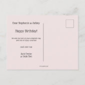Sweet Pink Girly Kitten Twin Birthday Briefkaart (Achterkant)