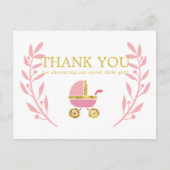 Sweet Pink Gold Carriage Baby shower Hartelijk dan Briefkaart (Voorkant)