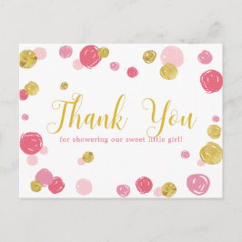 Sweet Pink Gold Polka Dots Baby shower Hartelijk d Briefkaart