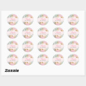 Sweet Pink & Gold Tropische bladeren Verjaardag Ronde Sticker (Vel)