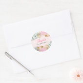 Sweet Pink & Gold Tropische bladeren Verjaardag Ronde Sticker (Envelop)
