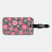 Sweet Pink Gray Aangepast Floral Bag Label Bagagelabel (Achterkant horizontaal)
