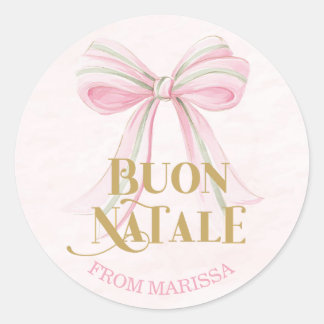 Sweet Pink & Green Italian Coquette Bow Ronde Sticker