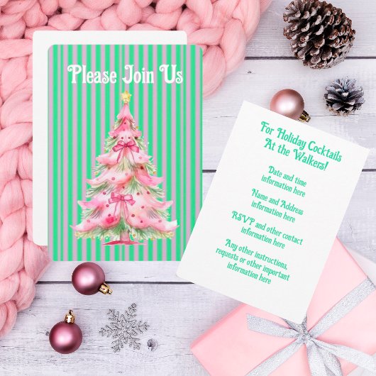 Sweet Pink Green Kerstboom gepersonaliseerd Kaart