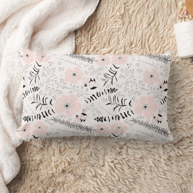 Sweet Pink Grey Floral Pattern Kussen (Deken)