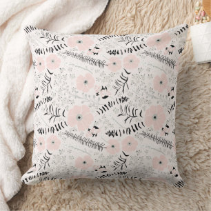 Sweet Pink Grey Floral Pattern Sierkussen