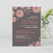 Sweet Pink Grey Floral Pattern Weddenschap Kaart (Staand voorkant)