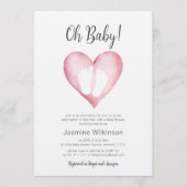 Sweet Pink Heart Baby Shower Announcement Kaart (Voorkant)