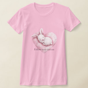 Sweet Pink Heart Bunny Heart Kussen T-shirt