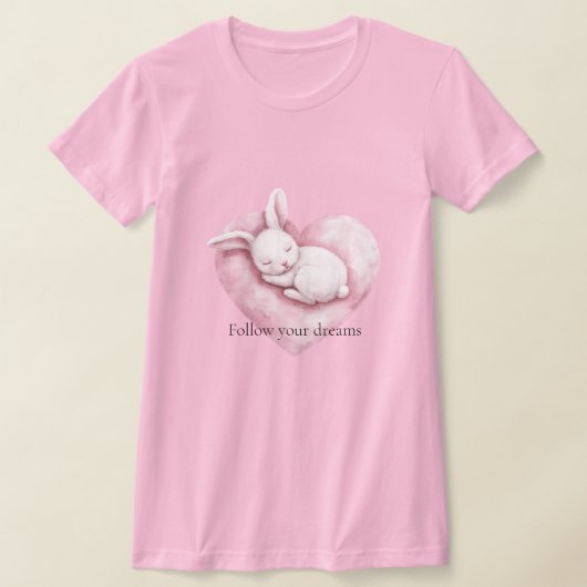 Sweet Pink Heart Bunny Heart Kussen T-shirt (Laagn)