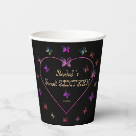 Sweet Pink Heart Butterflies Sweet 16 Verjaardag Papieren Bekers