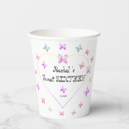 Sweet Pink Heart Butterflies Sweet 16 Verjaardag Papieren Bekers