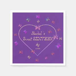 Sweet Pink Heart Butterflies Sweet 16 Verjaardag Servet