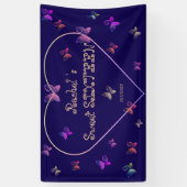 Sweet Pink Heart Butterflies Sweet 16 Verjaardag Spandoek (Verticaal)