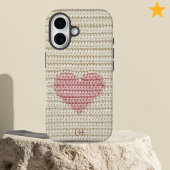 Sweet Pink Heart Crochet Yarn Custom Initials Case-Mate iPhone Case