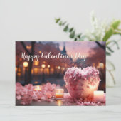Sweet Pink Heart Happy Valentijnsdag Kaart (Staand voorkant)