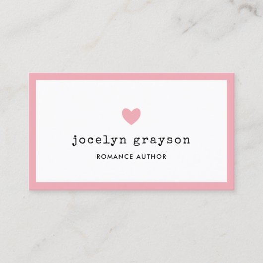 Sweet Pink Heart Romance Author Visitekaartje (Voorkant)