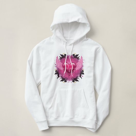 Sweet Pink Heart Wings Hoodie 💖✨ (Design voorkant)