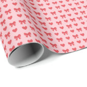 Sweet Pink Hearts & Bows Pattern Cadeaupapier (Rol Hoek)