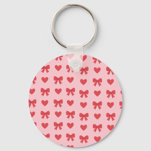 Sweet Pink Hearts & Bows Pattern Sleutelhanger (Achterkant)