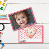 Sweet Pink Hearts Foto Classroom Valentijn's Day Notitiekaartje