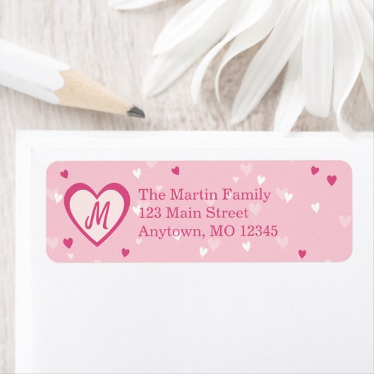 Sweet Pink Hearts Valentijn Return Address Etiket (Insitu)