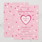 Sweet Pink Hearts Valentijn Weddenschap Kaart (Voorkant / Achterkant)