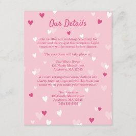 Sweet Pink Hearts Valentijn Wedding Informatiekaartje