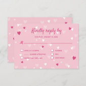 Sweet Pink Hearts Valentijn Wedding RSVP Kaartje (Voorkant / Achterkant)