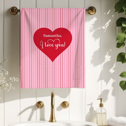 Sweet Pink Hearts Valentine Bath Towel Girlfriend Bad Handdoek