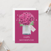 Sweet Pink Hydrangea Floral Happy Moederdag Kaart (Voorkant / Achterkant in situ)