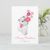 Sweet Pink  Kitten Niet-foto Vakantie Kaart (Staand voorkant)