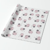 Sweet Pink Lady Bugs Baby shower Cadeaupapier (Uitgerold)
