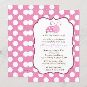 Sweet Pink Ladybugs Baby shower Uitnodiging
