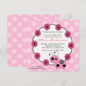 Sweet PINK Ladybugs Baby shower Uitnodiging (Voorkant / Achterkant)