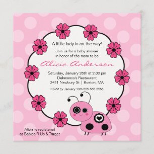 Sweet PINK Ladybugs Baby shower Uitnodiging