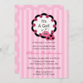 Sweet PINK Ladybugs Baby shower Uitnodiging (Voorkant / Achterkant)