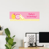 Sweet Pink Lemonade Birthday Banner Sign Poster (Thuiskantoor)