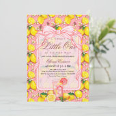 Sweet Pink Lemonade Citrus Baby Shower Invitation Kaart (Staand voorkant)