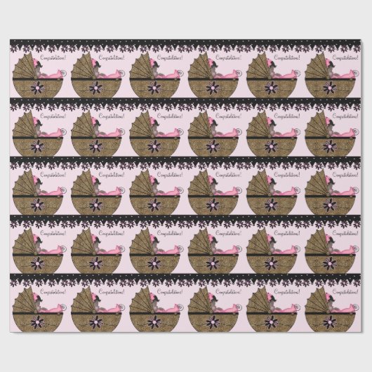 Sweet Pink Leopard Baby shower Cadeaupapier (Vlak)