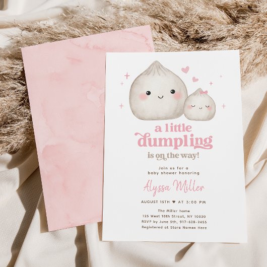 Sweet Pink Little Dumpling Baby shower Kaart